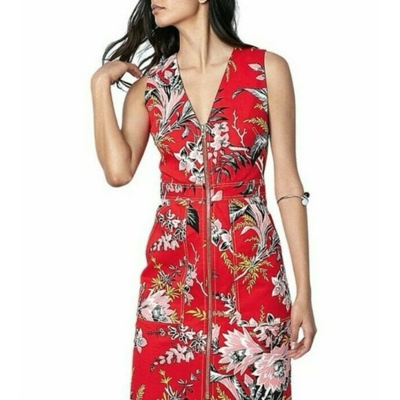 NWT Diane Von Furstenberg DVF Floral Zip Front Dress (D10) - Picture 2 of 9